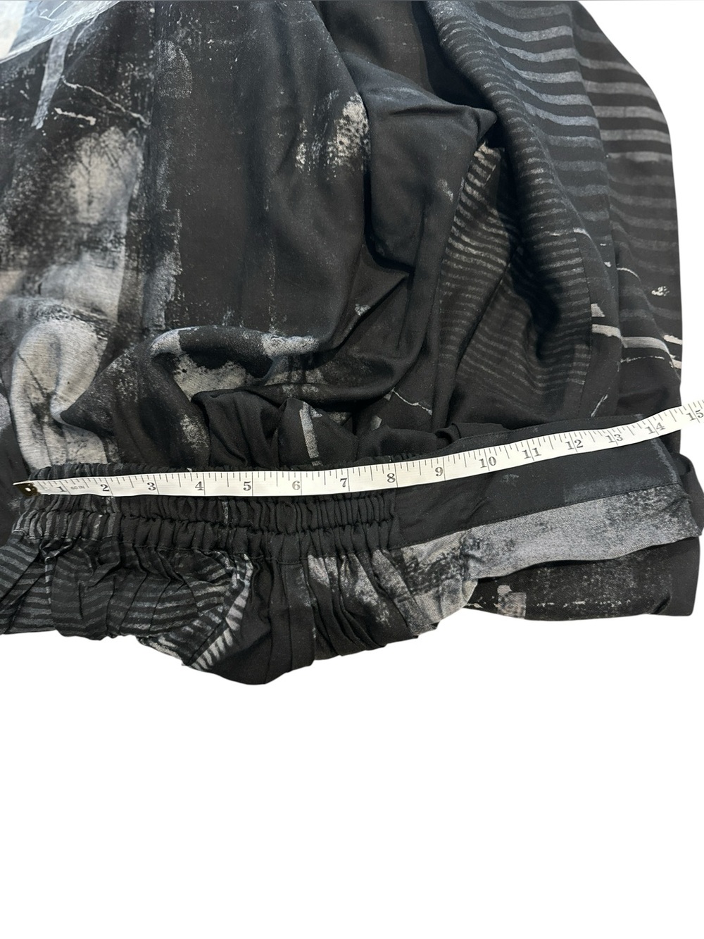 Y’s Yohji Yamamoto FW25 Cupro Abstract Print Ruched Side Waist Flowy Trousers 2 - Picture 12 of 14